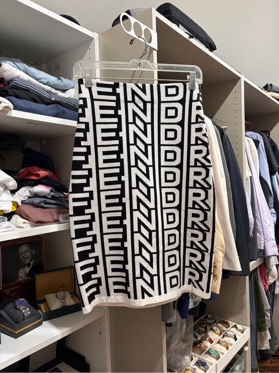 Fendi Dresses & Skirts - Fendi Black and White Logo Knit Pencil Skirt